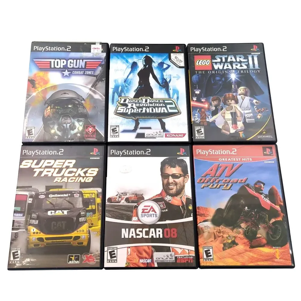 PS2 Game Lot 6: Top Gun ATV Offroad Nascar DDR Supernova LEGO Star Wars II